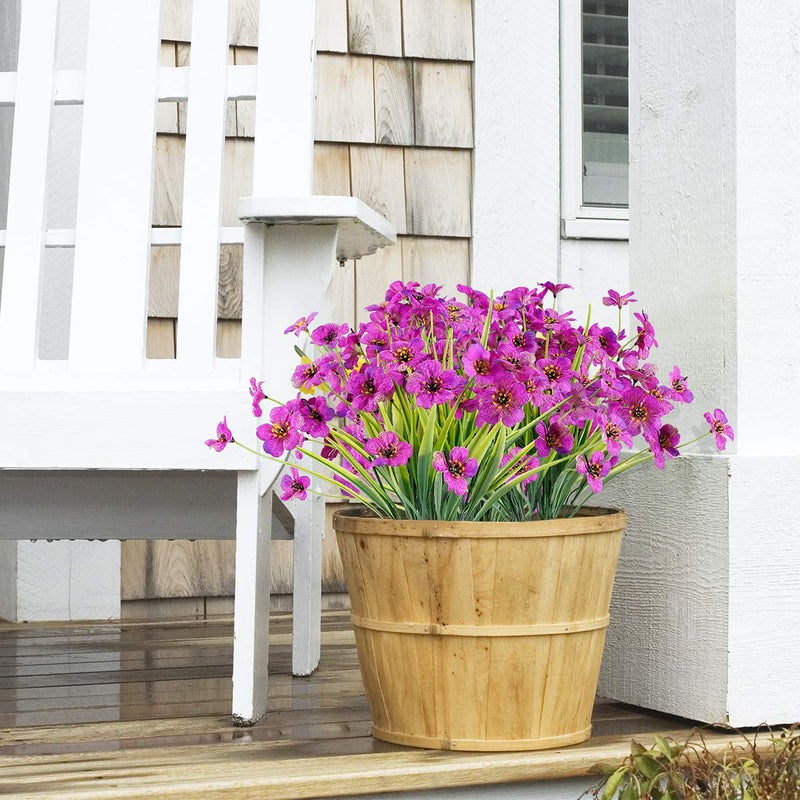JEMONG 12 Bundles Artificial Flowers Outdoor UV Resistant Fake Flowers No Fade Plastic Plants Garden Porch Window Box Decorating (Purple) - Image 5
